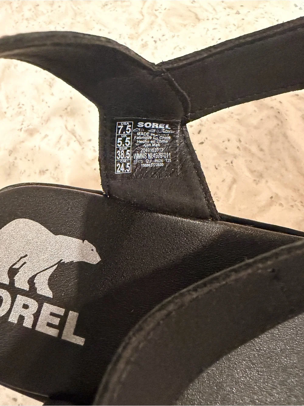 NWOT. Sorel Cameron Black Espadrille Sandals with Ankle Strap. Size 7.5.